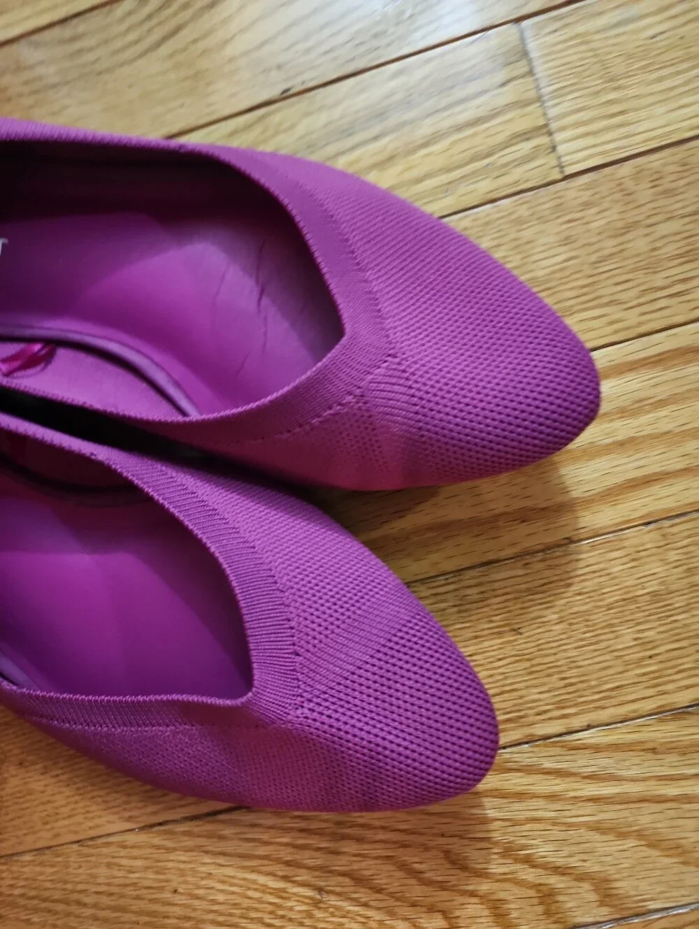 Lane Bryant Knit Slip-On Magenta Pointed-Toe Ballet Flats